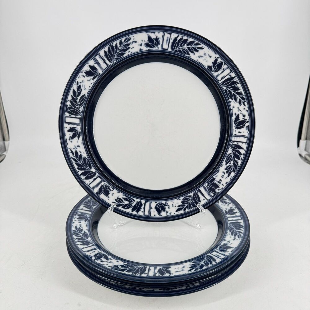 Dansk Ceylon Dinner Plates 10 3/4” Set of 4 Blue White KW/NR Japan Vintage